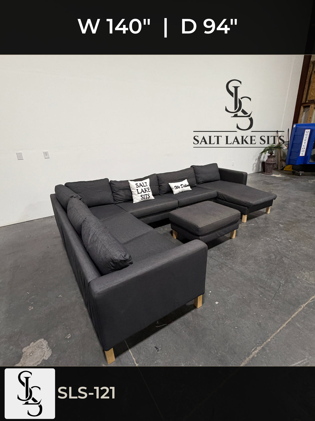 IKEA U-Shaped Sectional with Right Chaise and Ottoman