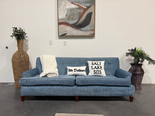 1970s Vintage Sky Blue Velvet Sofa