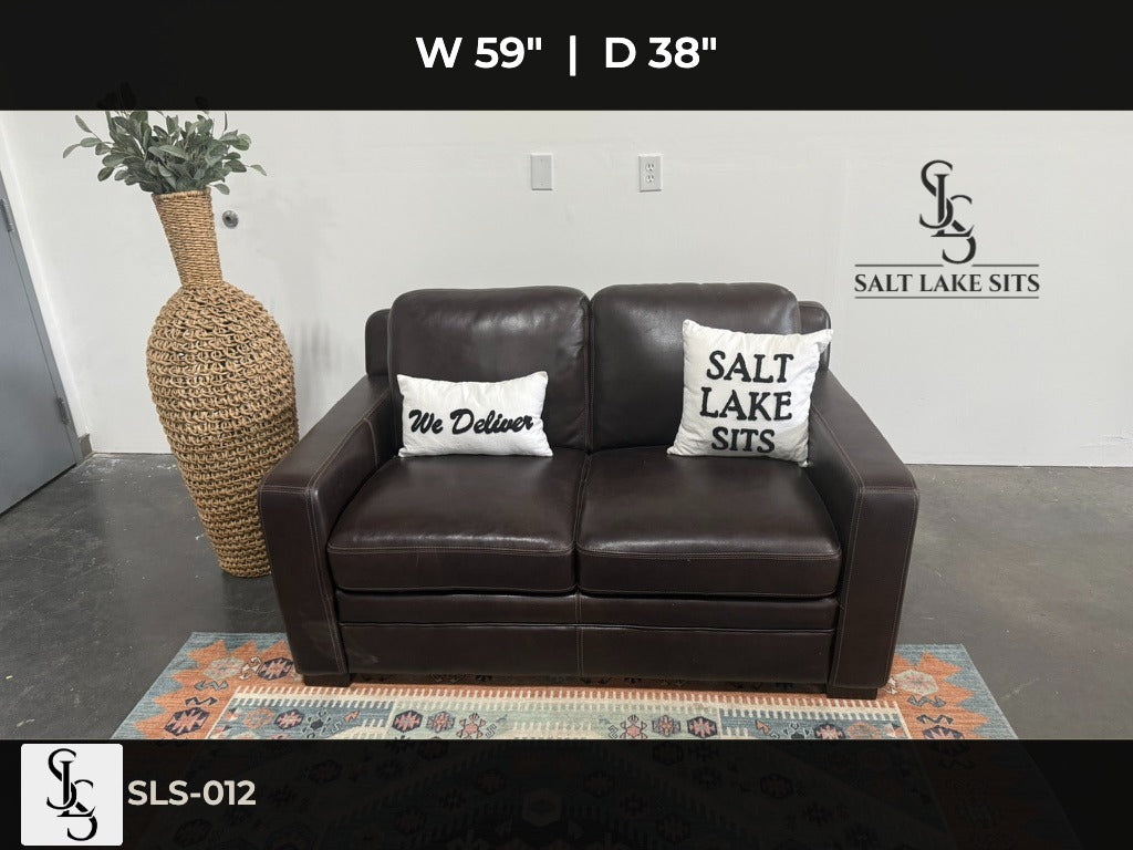 Dark Brown Leather Loveseat