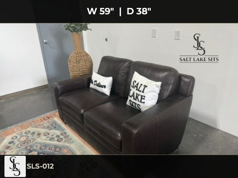 Dark Brown Leather Loveseat