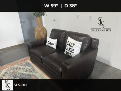 Dark Brown Leather Loveseat