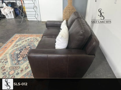 Dark Brown Leather Loveseat