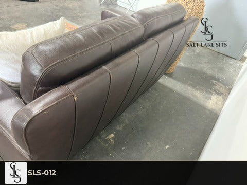 Dark Brown Leather Loveseat