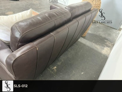 Dark Brown Leather Loveseat