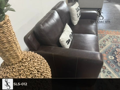 Dark Brown Leather Loveseat