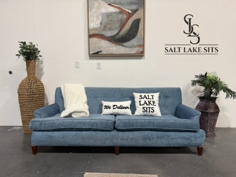 Vintage Sky Blue Velvet Sofa