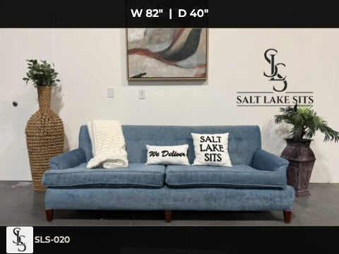 Vintage Sky Blue Velvet Sofa