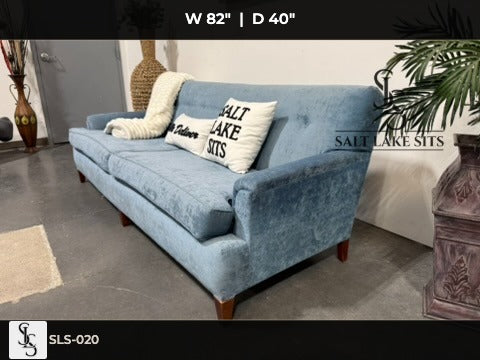 Vintage Sky Blue Velvet Sofa