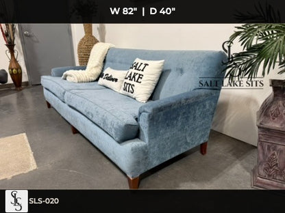 Vintage Sky Blue Velvet Sofa