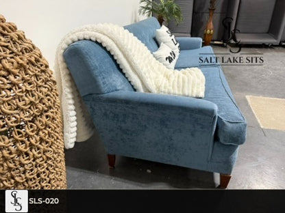 Vintage Sky Blue Velvet Sofa
