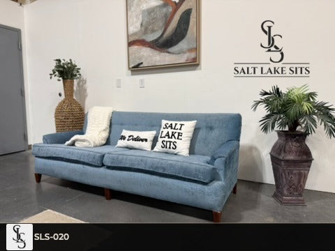 Vintage Sky Blue Velvet Sofa