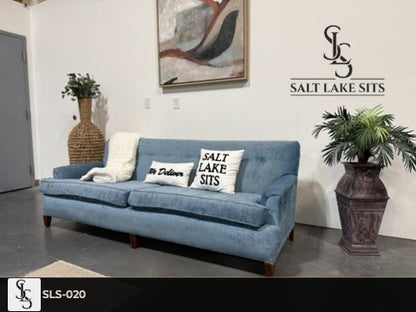 Vintage Sky Blue Velvet Sofa
