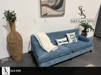 Vintage Sky Blue Velvet Sofa