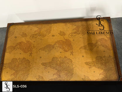 Vintage World Map Leather Coffee Table