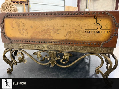 Vintage World Map Leather Coffee Table