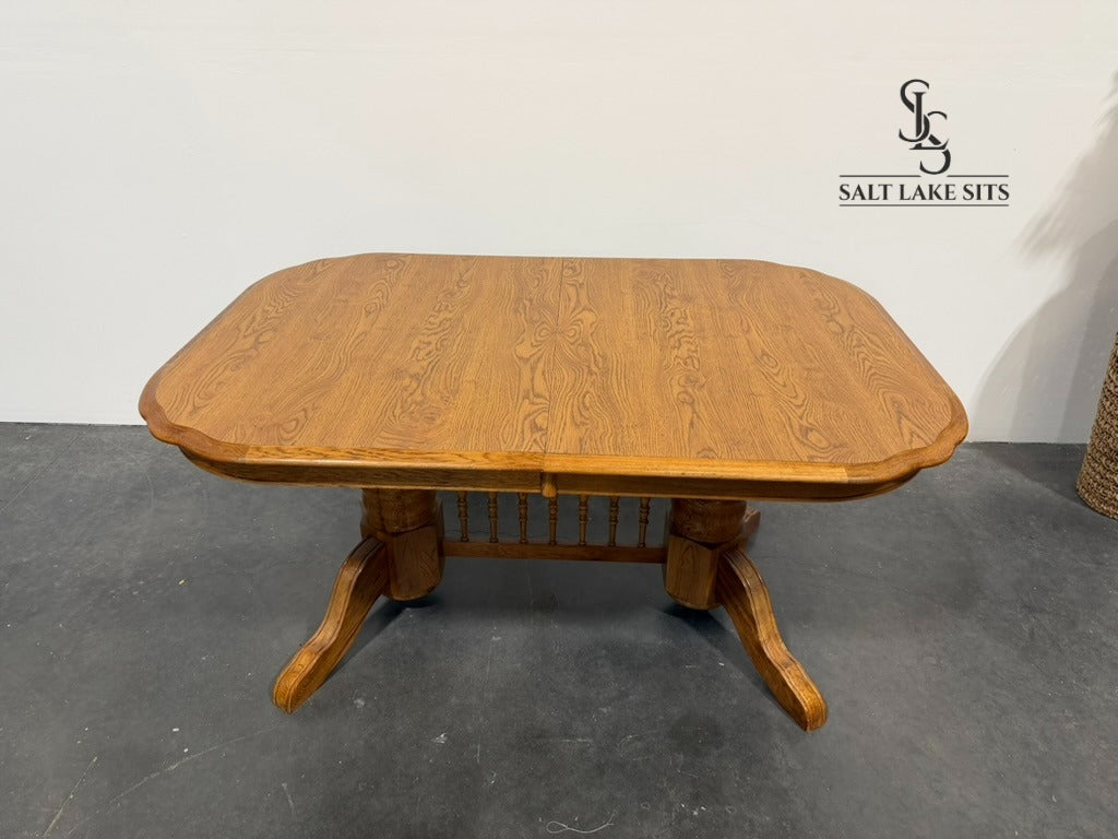 Solid Oak Double Pedestal Dining Table