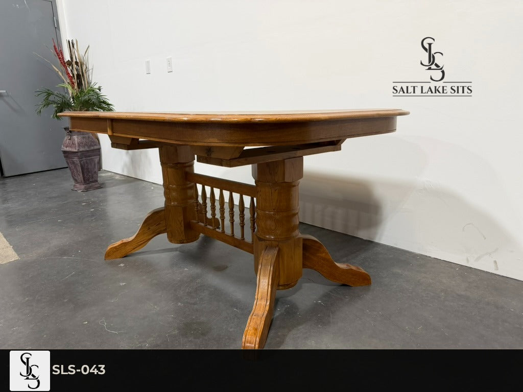 Solid Oak Double Pedestal Dining Table