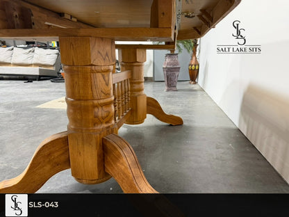 Solid Oak Double Pedestal Dining Table