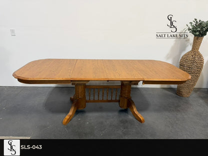 Solid Oak Double Pedestal Dining Table