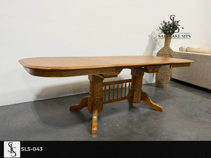 Solid Oak Double Pedestal Dining Table