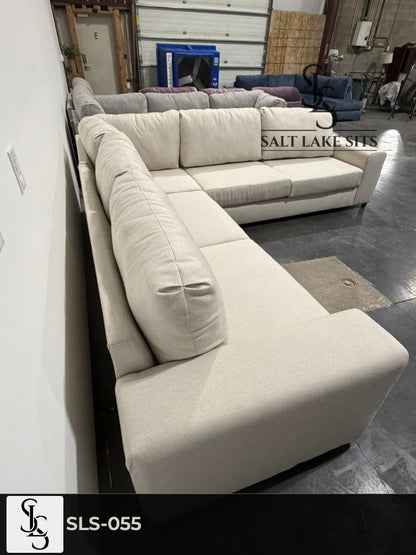 Custom Utah-Built Sectional — Cream Ivory Herringbone