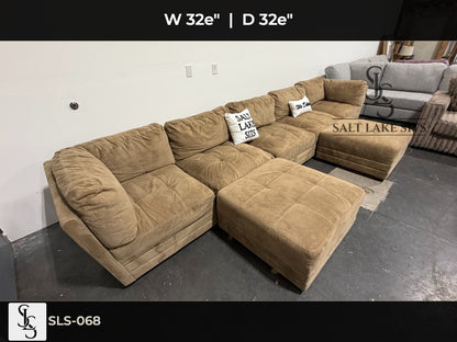 Tan Modular Sectional with Dual Ottomans
