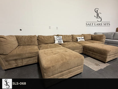 Tan Modular Sectional with Dual Ottomans