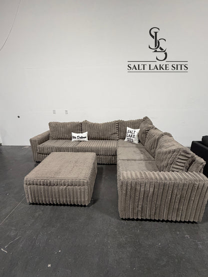 Custom Plush L-Shaped Sectional with Storage Ottoman