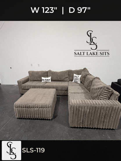 Custom Plush L-Shaped Sectional with Storage Ottoman