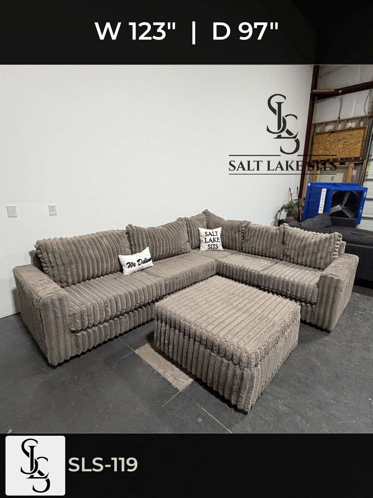 Custom Plush L-Shaped Sectional with Storage Ottoman