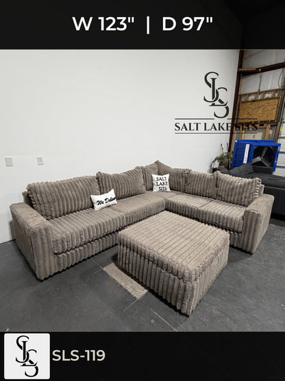 Custom Plush L-Shaped Sectional with Storage Ottoman