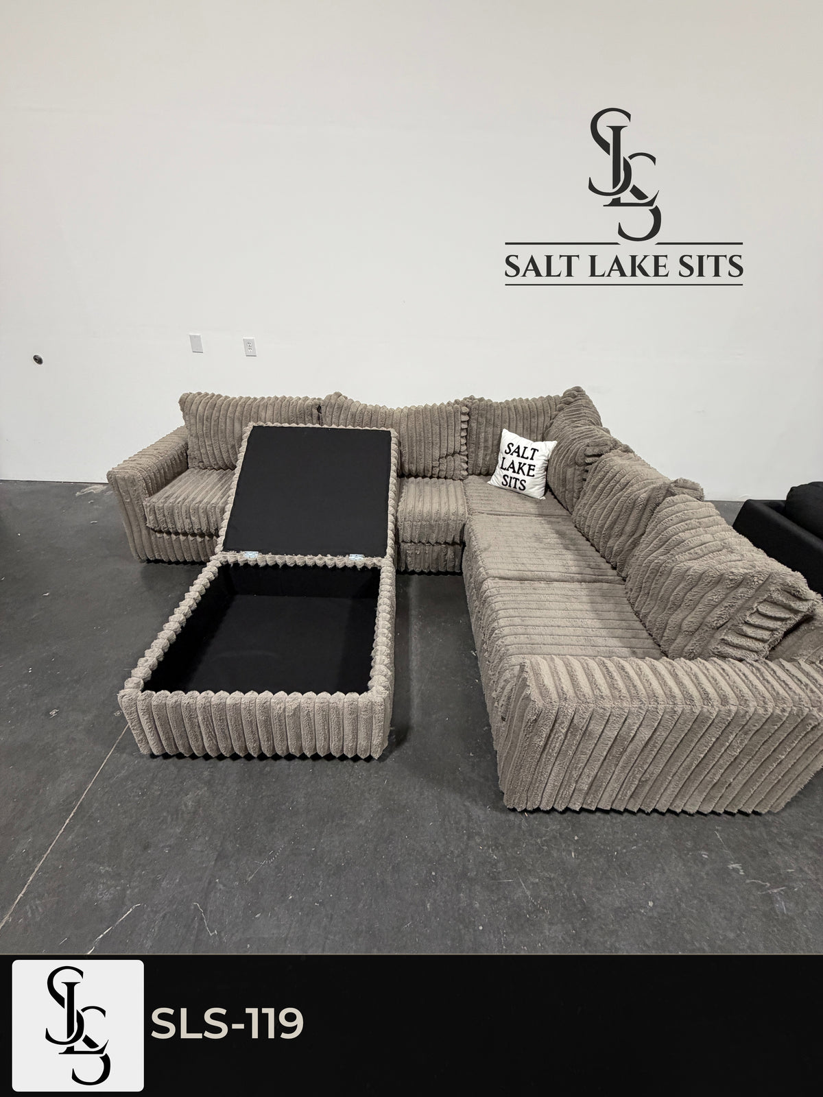 Custom Plush L-Shaped Sectional with Storage Ottoman